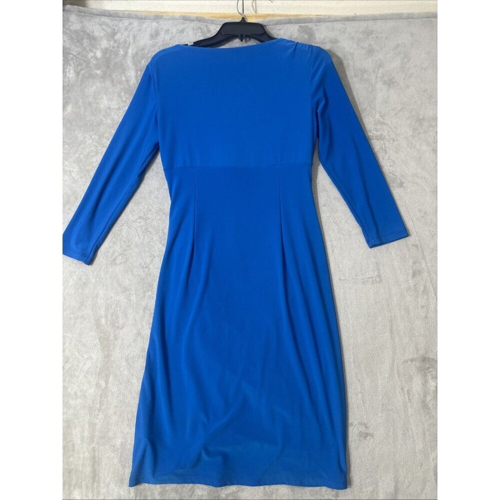 Lauren Ralph Lauren Womens Size 8 Blue Ruched Wrap Dress - Picture 6 of 8